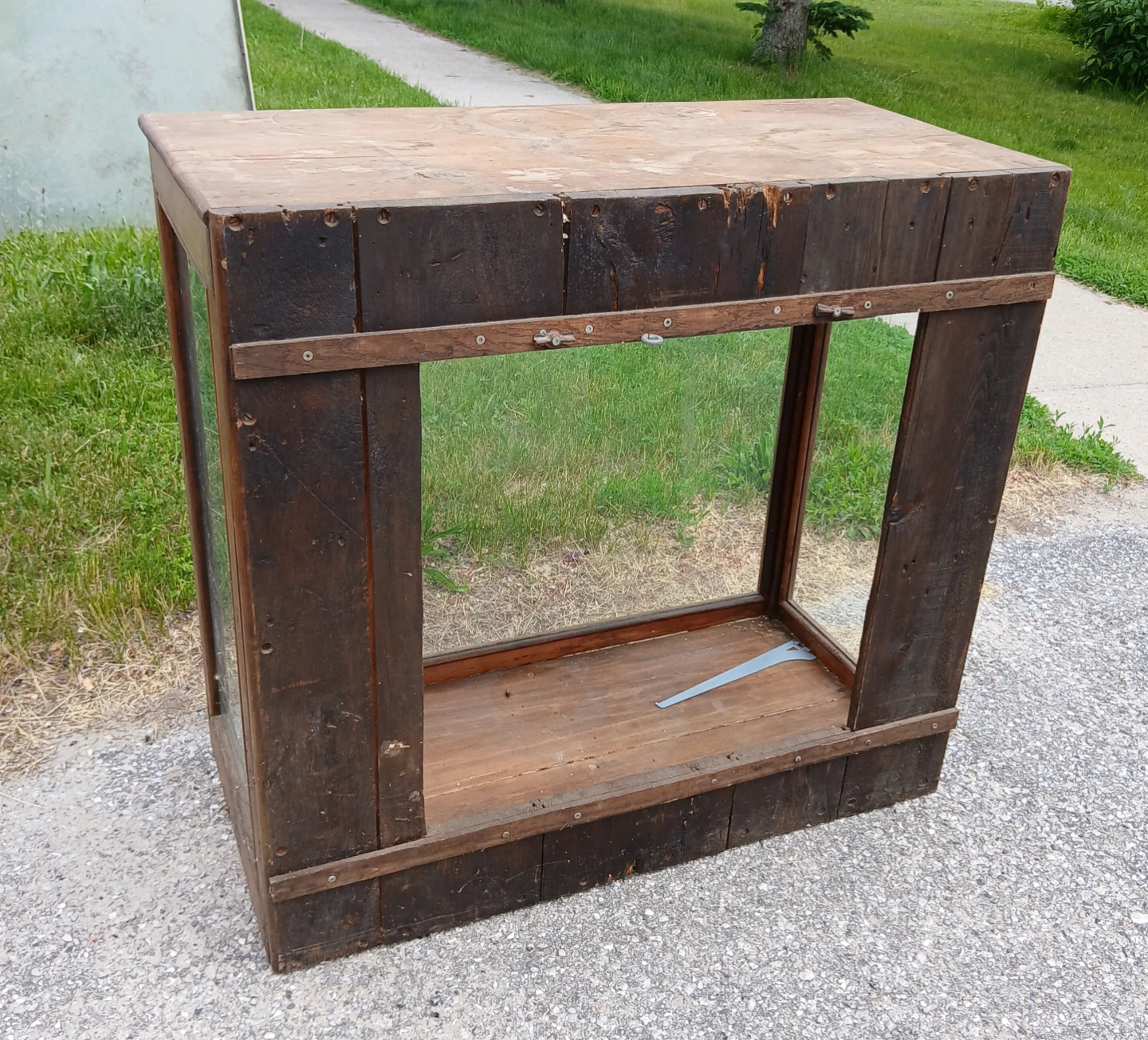 Antique Wooden Display Case with Glass - photo 2