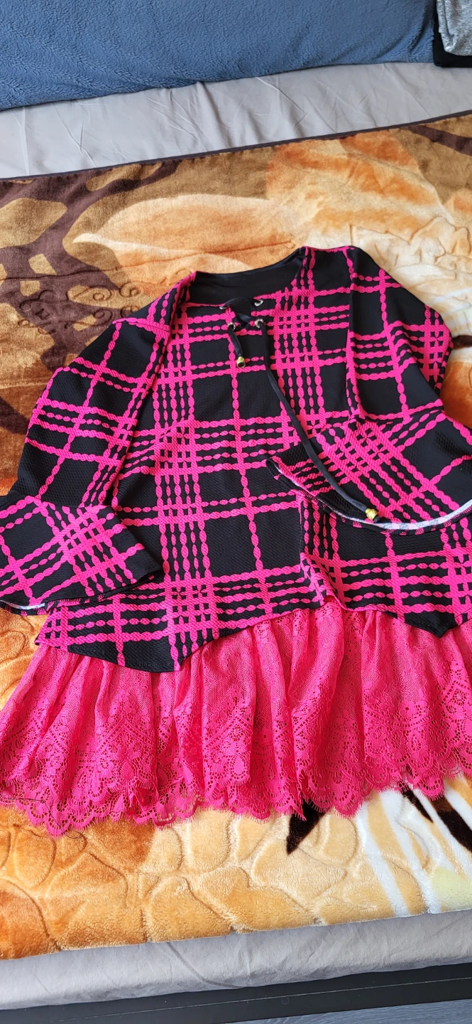 Girls Plaid Lace shirt⚽
