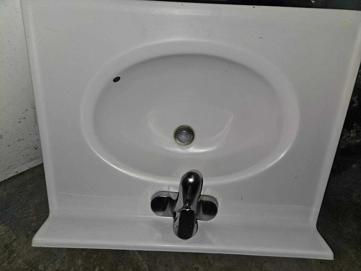 White Bathroom Sink with Faucet - photo 2