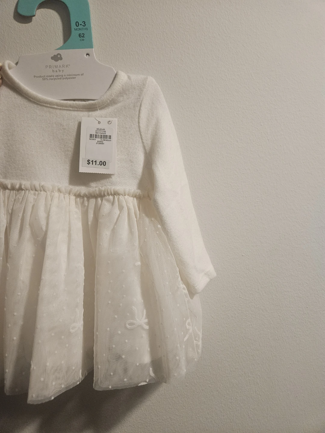 Primark Baby Girls White Dress 0-3 Months - photo 2