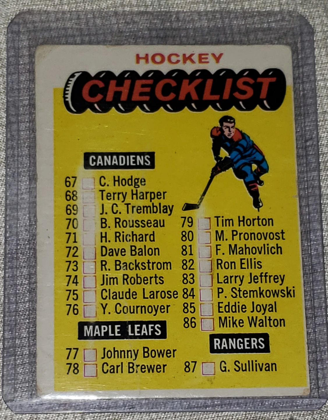1965/66  #121 Hockey Checklist Card