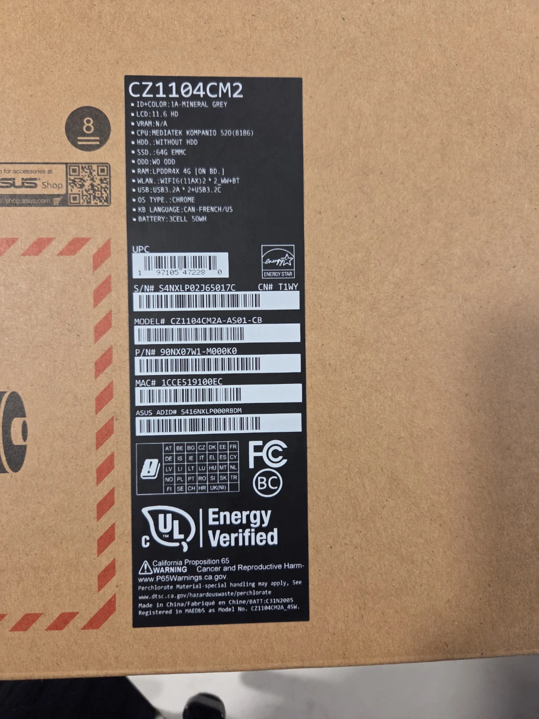 *Never Opened* ASUS Chromebook Laptop CZ1104CM2 11.6" HD - photo 3