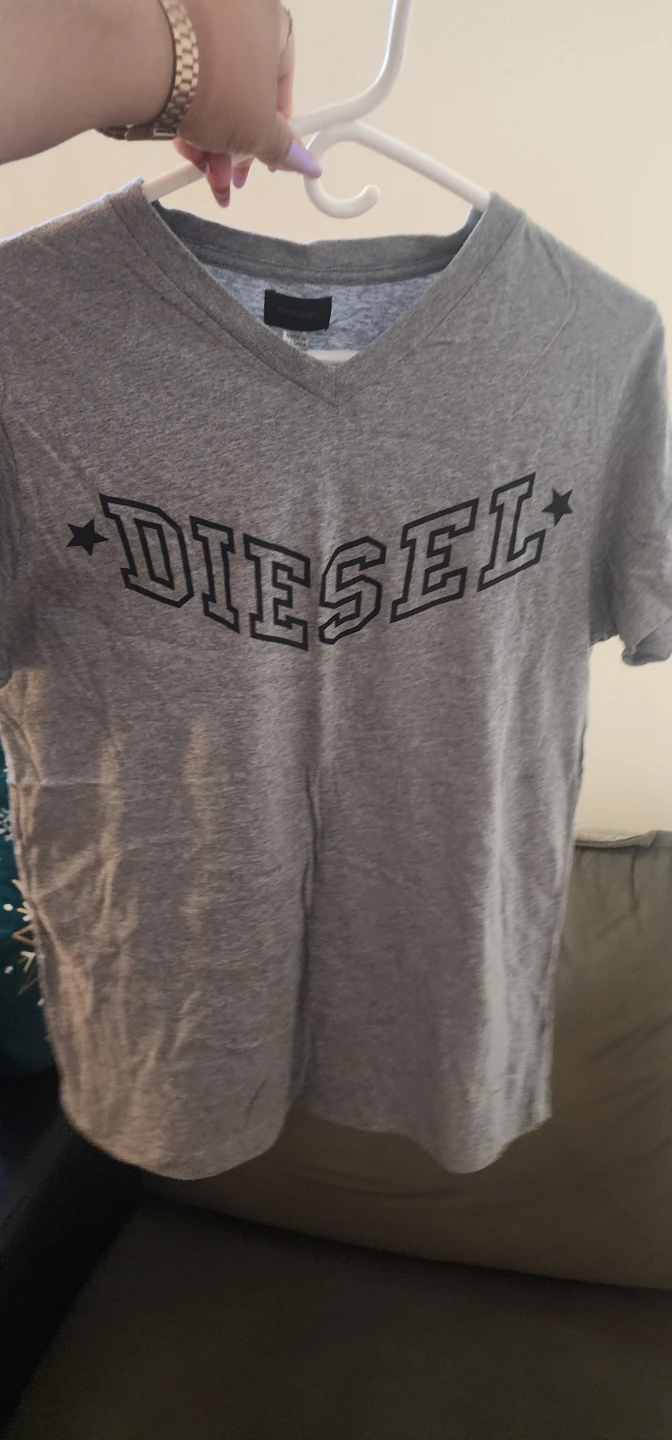 Diesel men Grey V-Neck T-Shirt
