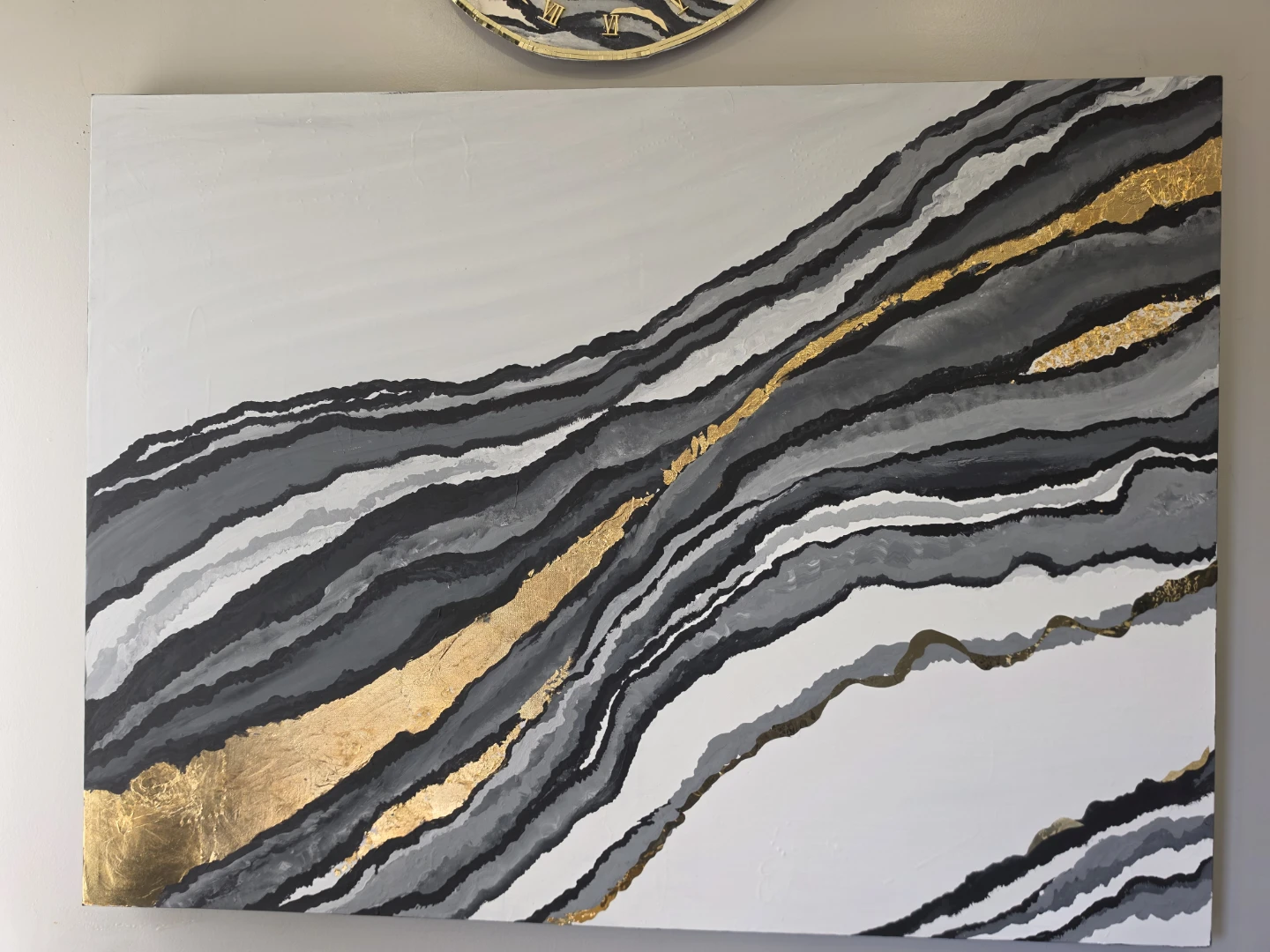Abstract Art Painting with Gold Leaf