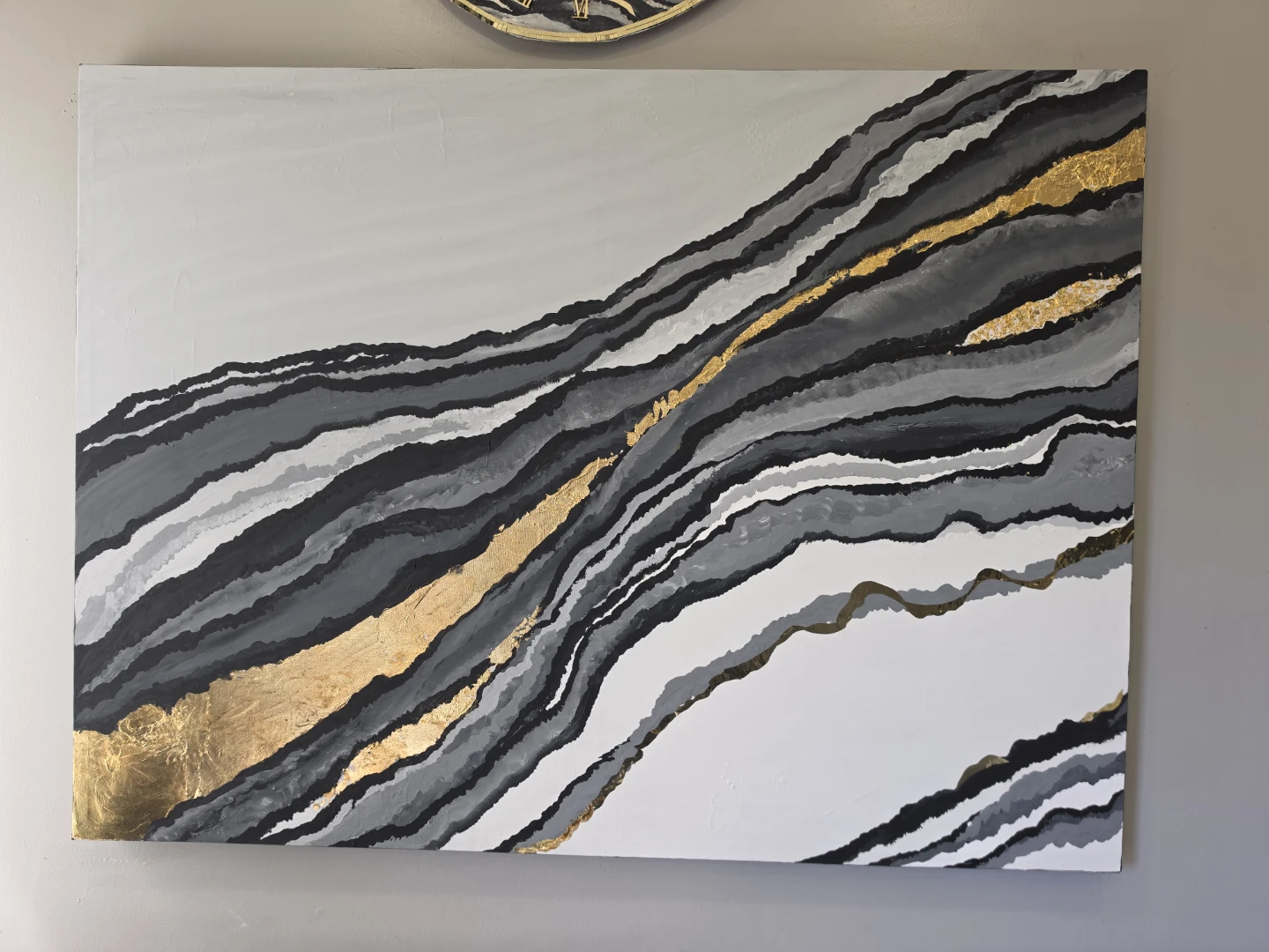 Abstract Art Painting with Gold Leaf - photo 2