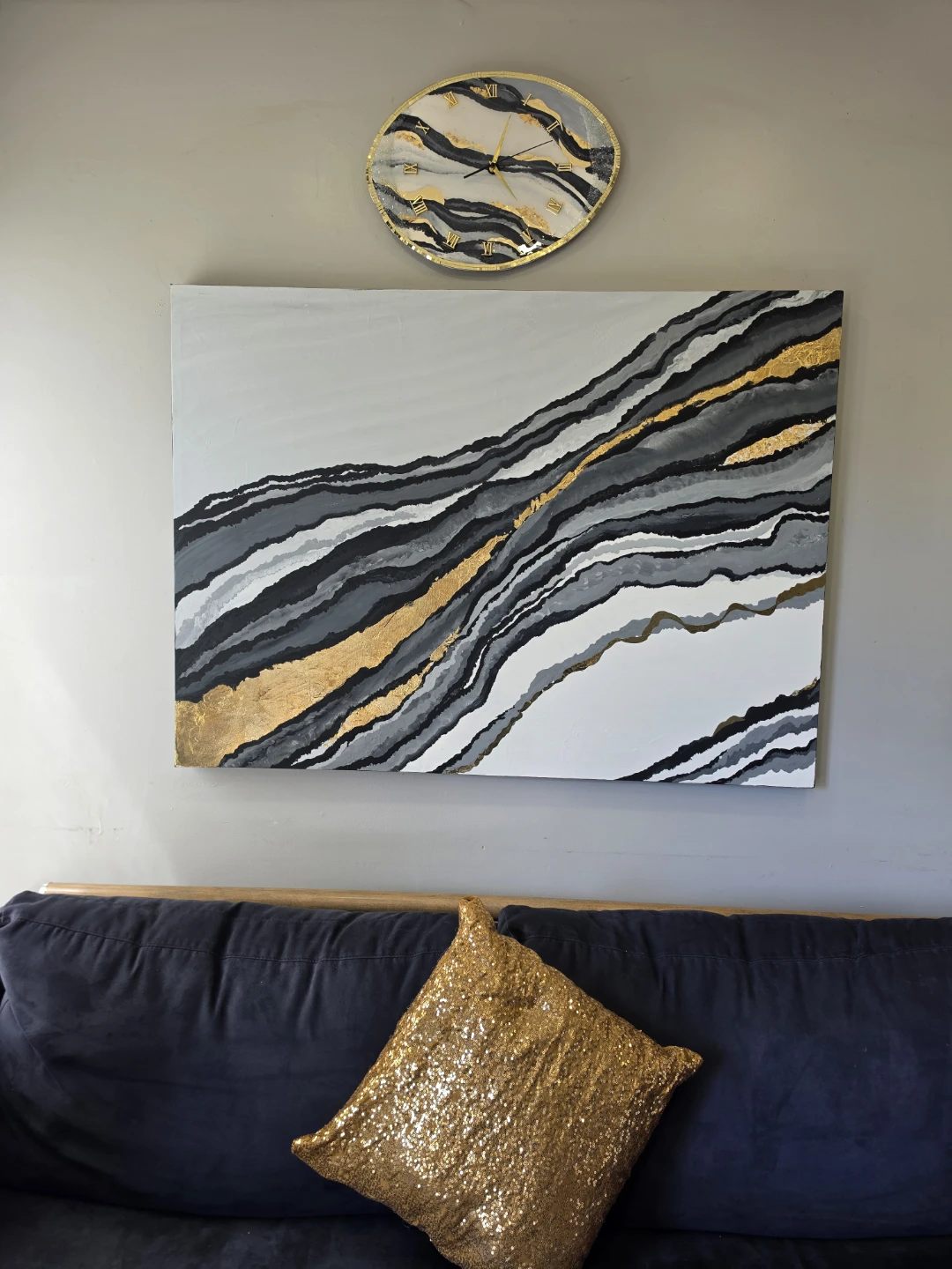 Abstract Art Painting with Gold Leaf - photo 4