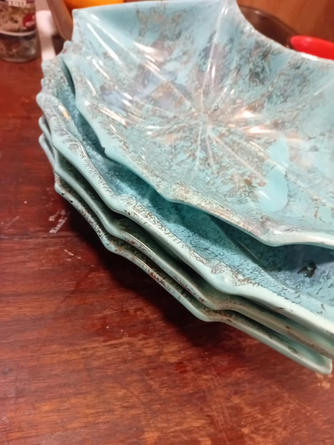 Set of 4 Aqua Blue Textured Serving Dishes