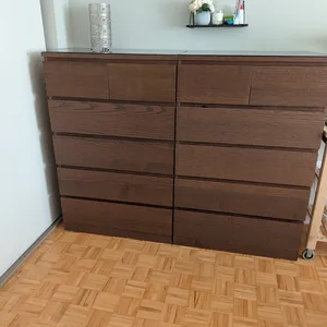 malm 6-drawer dresser brown stained ash veneer Ikea Malm Brown Stained Ash Veneer 6-Drawer Chest