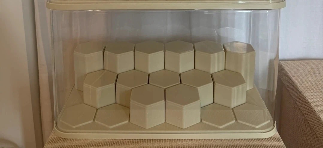 Clear Display Case with Hexagonal Risers