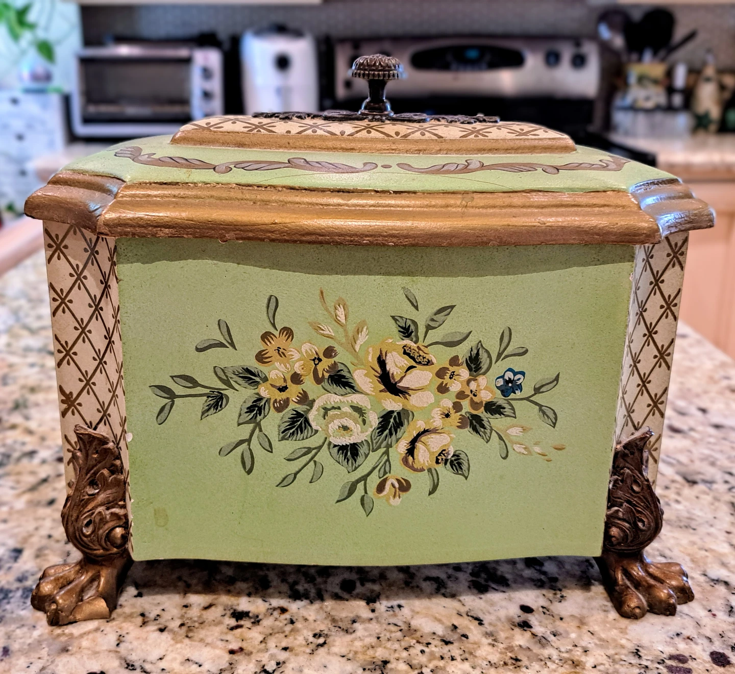 Vintage Trinket Box with Floral Design