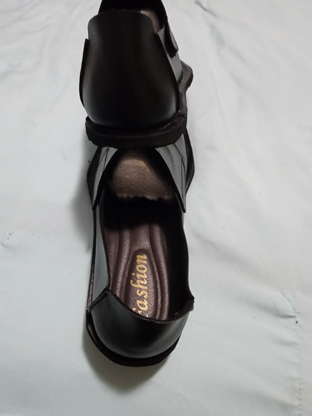 Black Leather Fashion Sandals Size 42 - photo 5