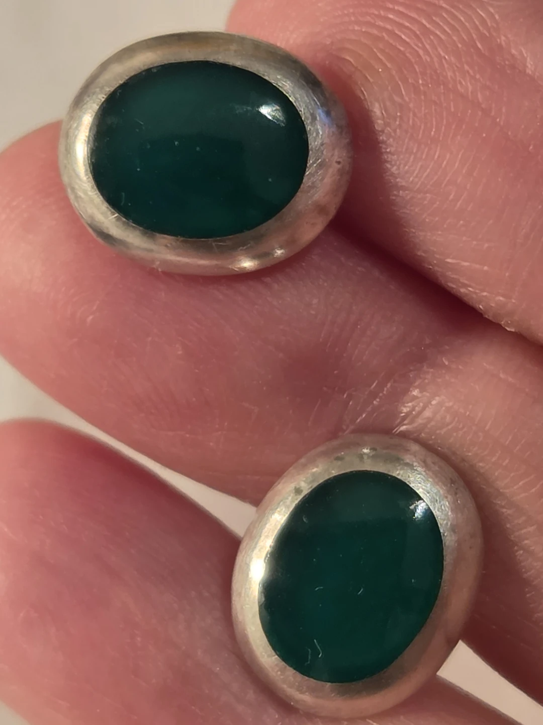 Silver 925 Earrings with Green Onyx and Lapis Lazuli - photo 4