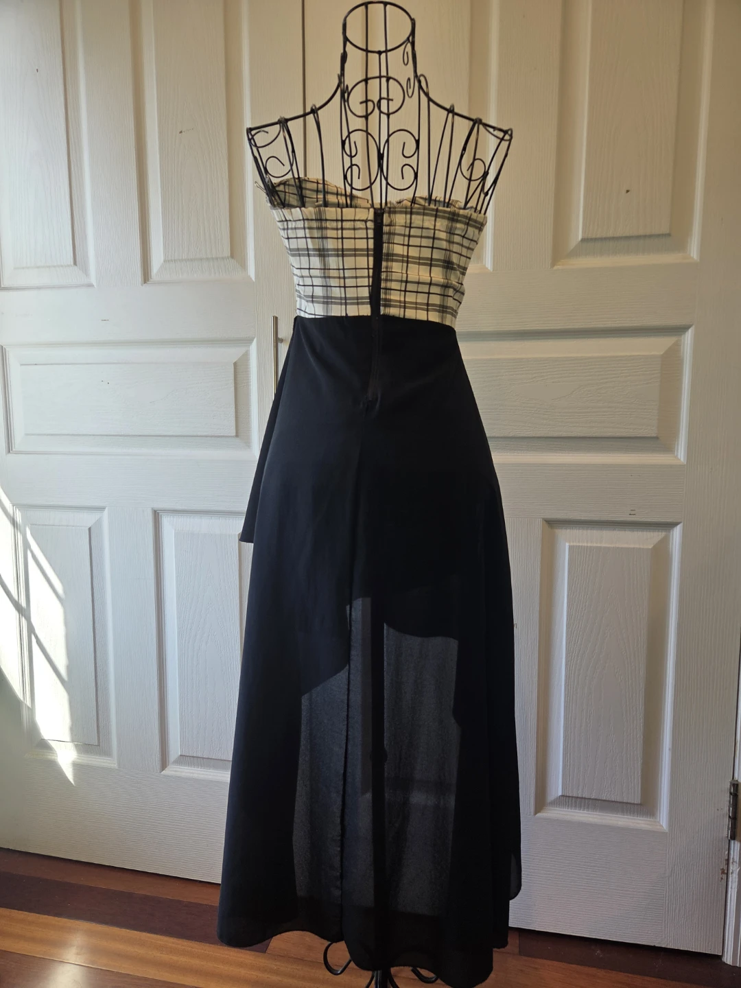 Strapless Plaid Bodice High-Low Dress - photo 3