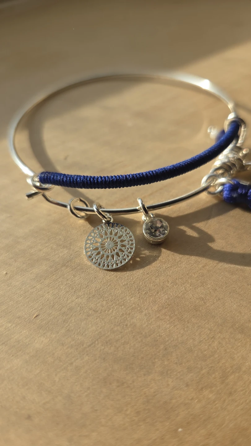Silver and Blue Tassel Charm Bracelet - photo 2