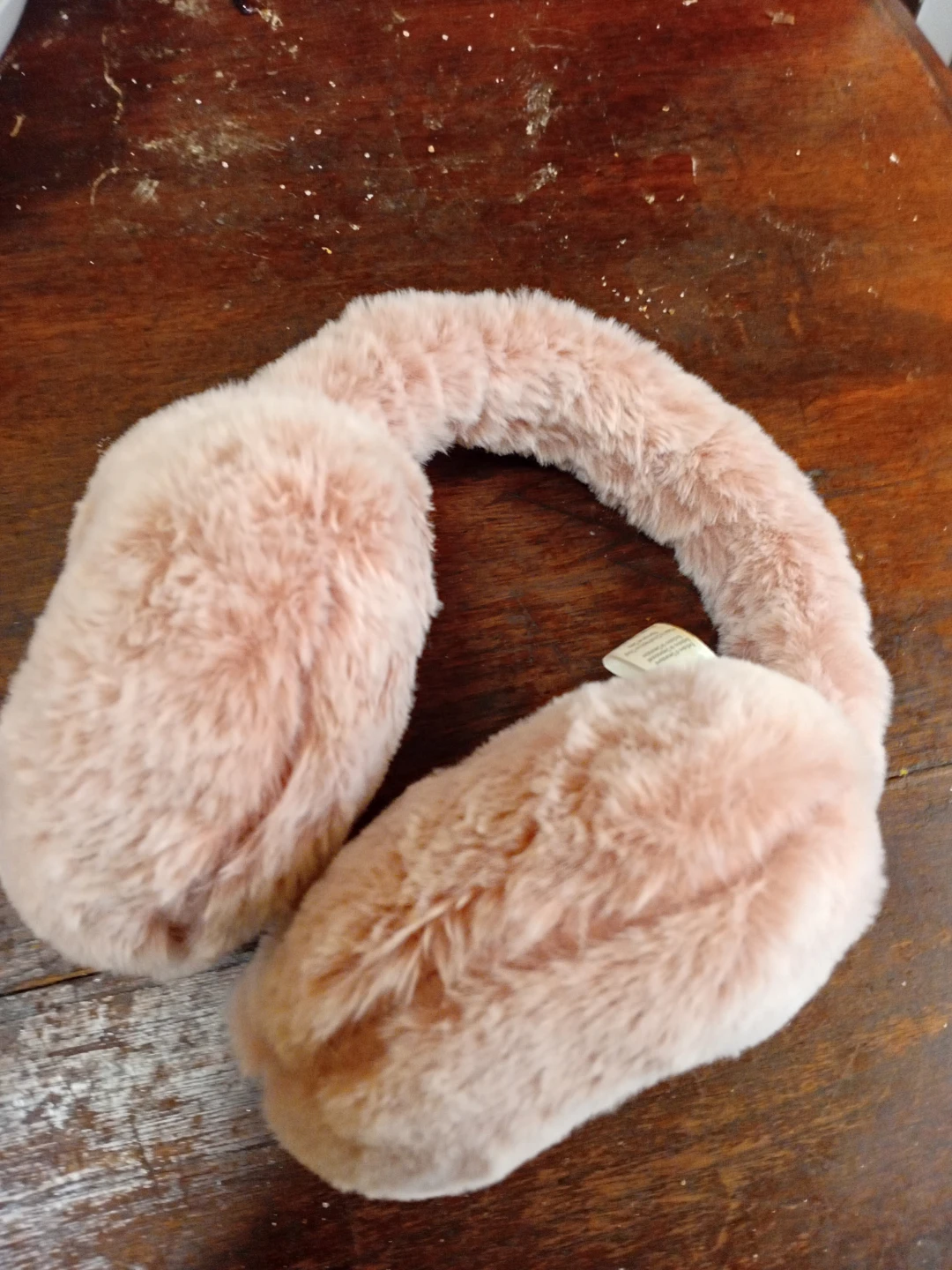 Pink Faux Fur Earmuffs with Heart Detail
