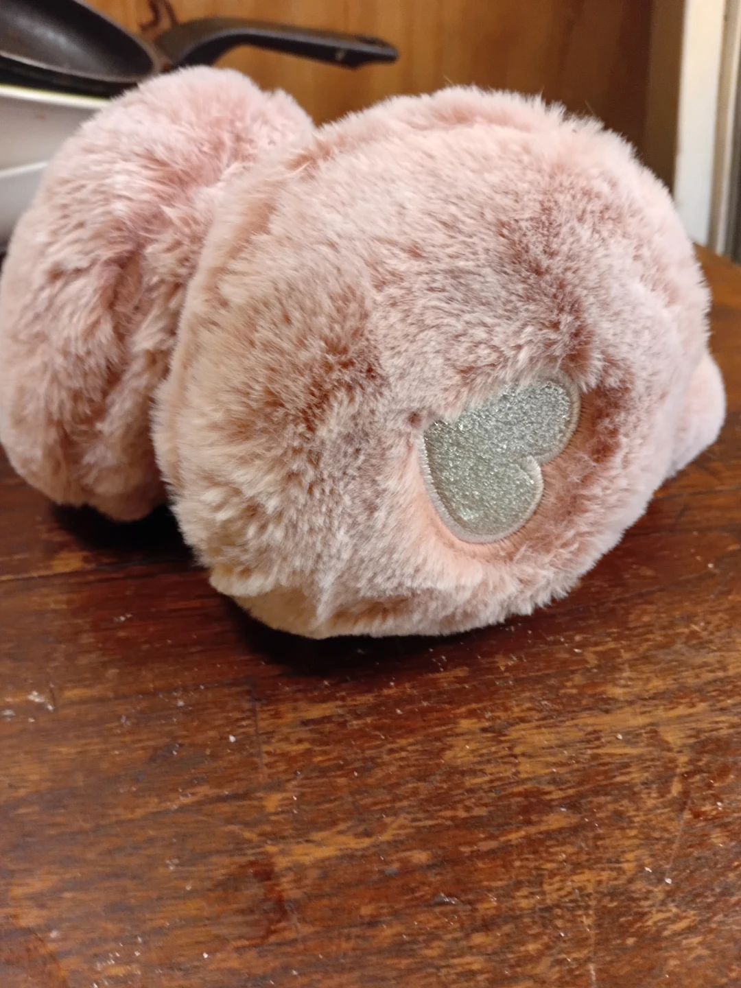 Pink Faux Fur Earmuffs with Heart Detail - photo 2