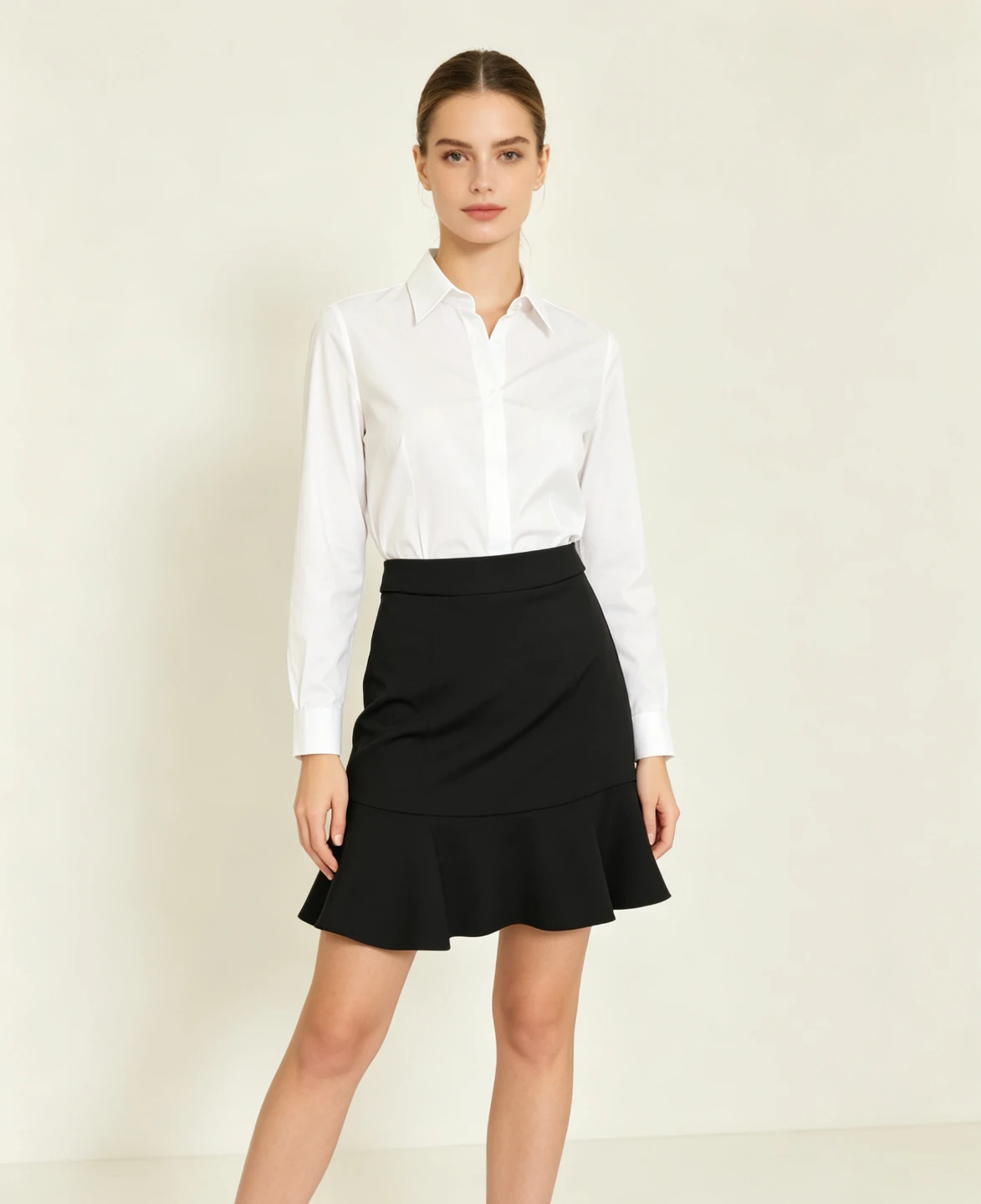 Black Mermaid Hem A-Line Mini Skirt