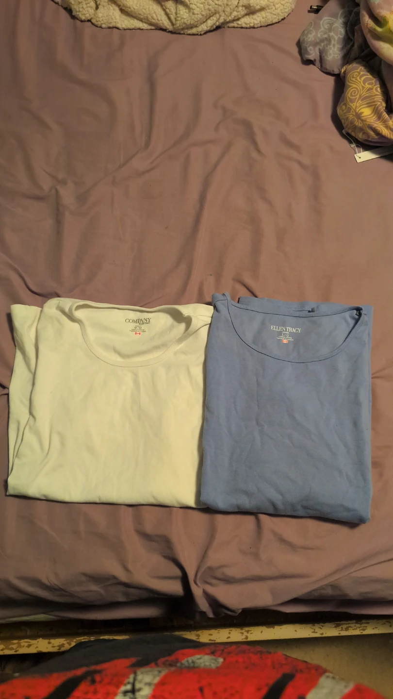 2 Ellen Tracy T-Shirts - White and Blue