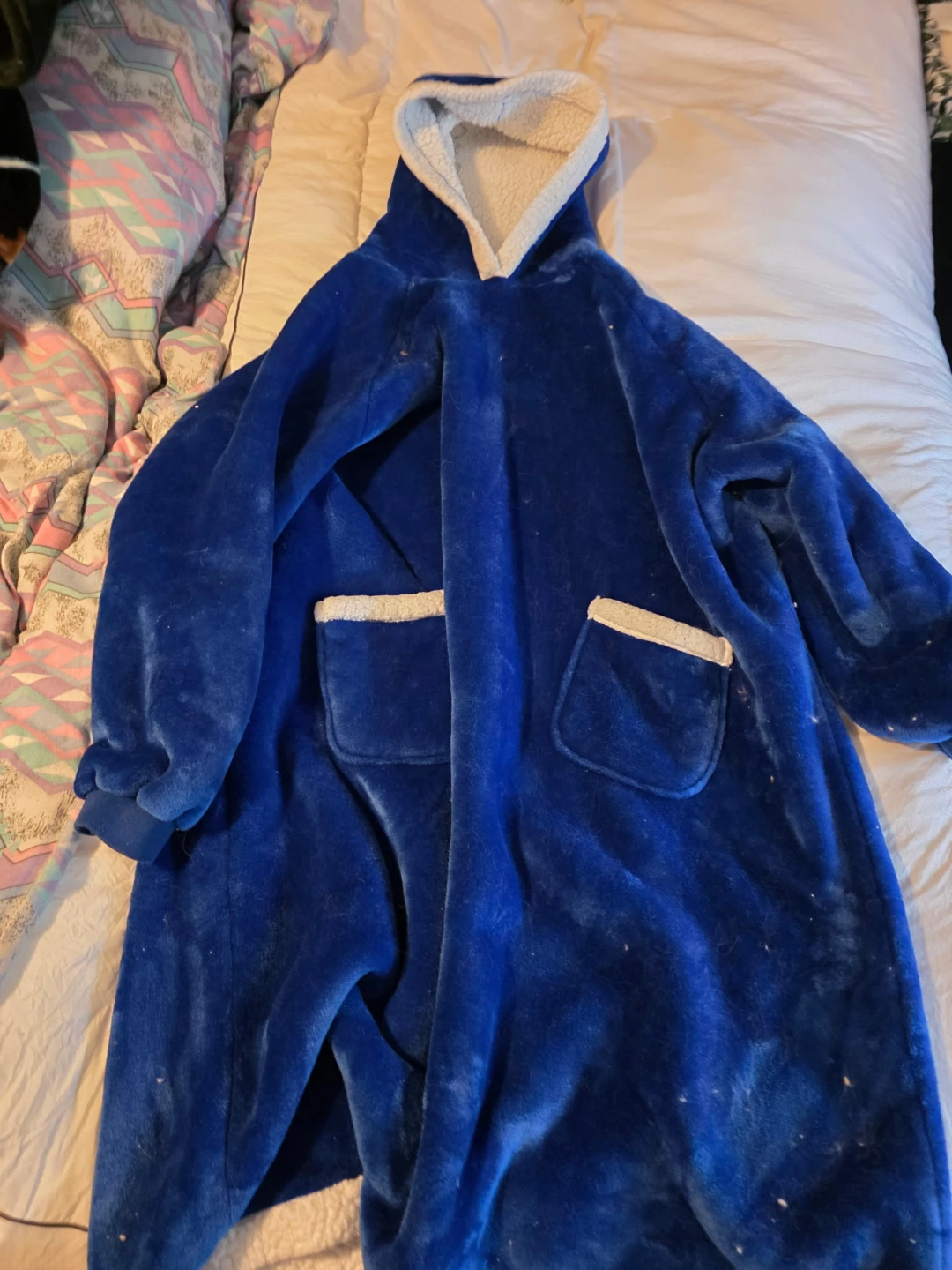 Blue Hooded Blanket Sweatshirt with Pockets
