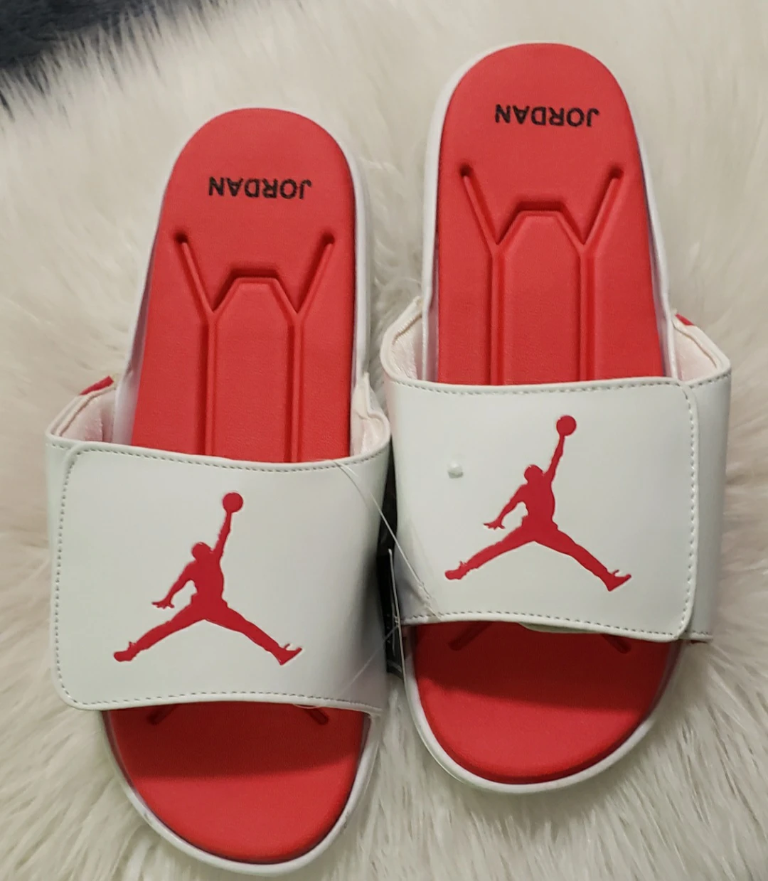 Brand new Red White Jordan Slides
