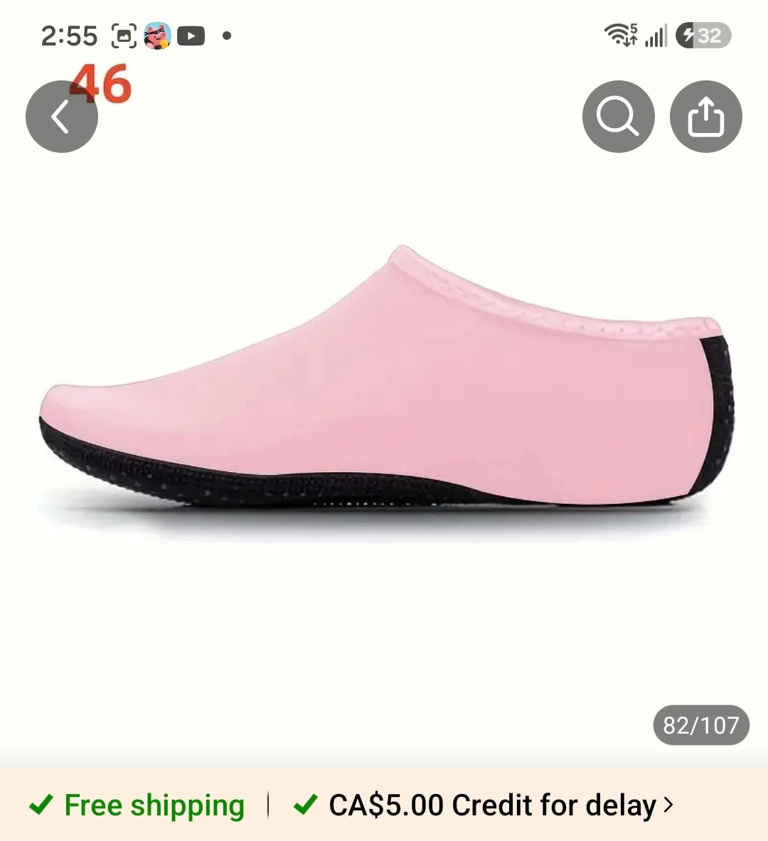 Pink Water Shoes Aqua Socks Size 11 womans - photo 4