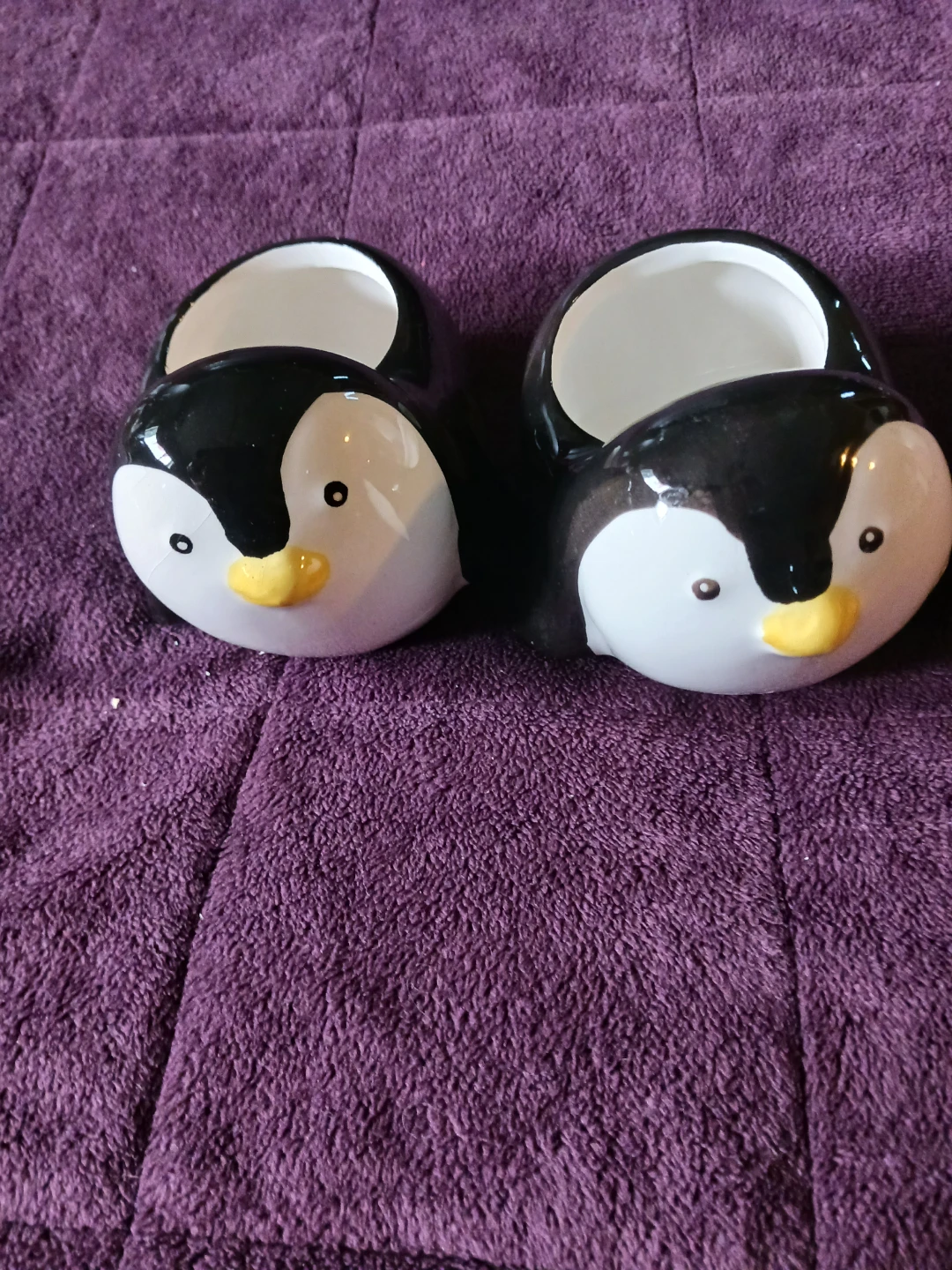 Set of 2 Ceramic Penguin Planters/Holders