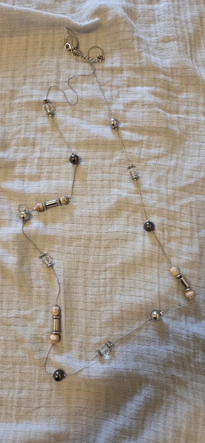 Silver-tone beaded necklace - photo 2
