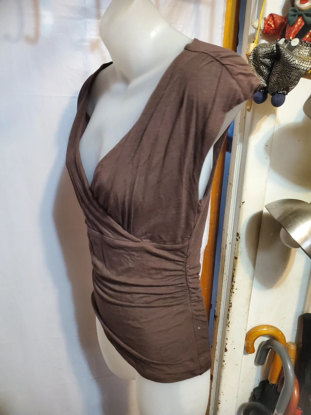 Banana Republic Brown Ruched Wrap Top - photo 4
