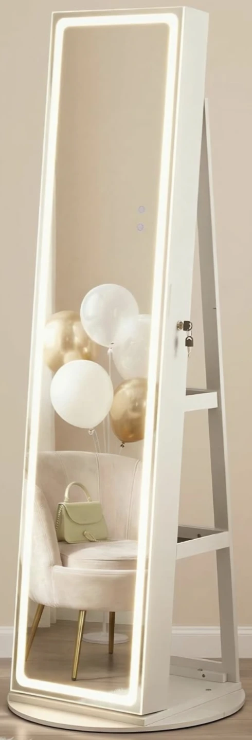 3-in-1 Full-Length Mirror Jewelry Cabinet with LED Lights - photo 2