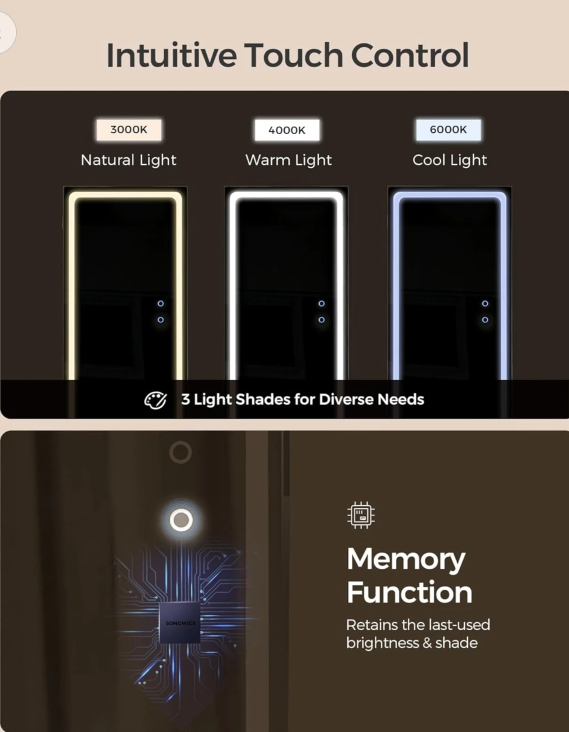 3-in-1 Full-Length Mirror Jewelry Cabinet with LED Lights - photo 3
