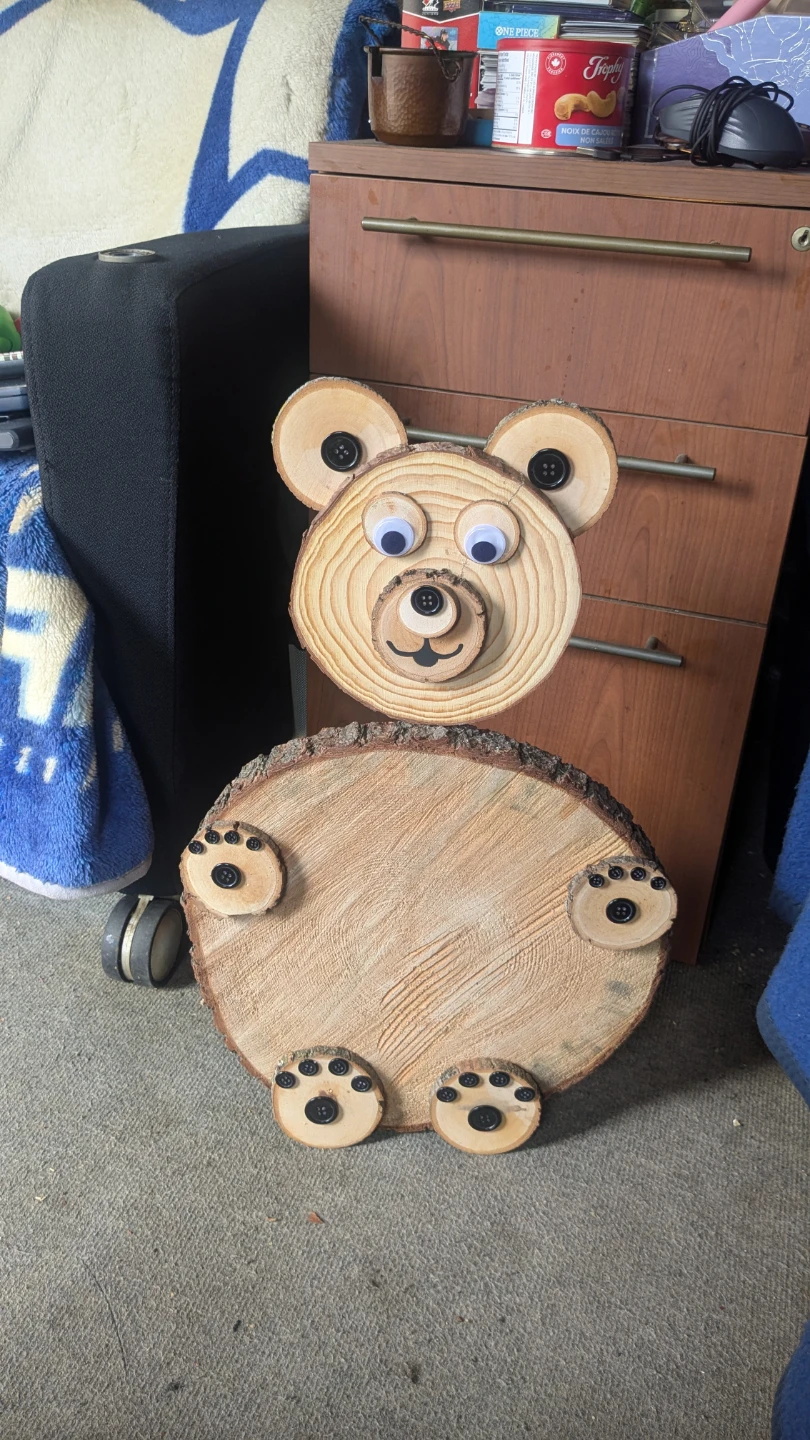 Handmade Wood Slice Bear Decoration