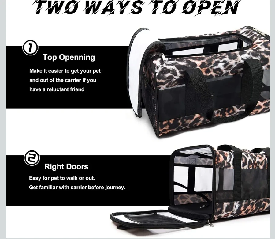 Leopard Print Pet Carrier Bag - for a small dog or a cat - photo 2