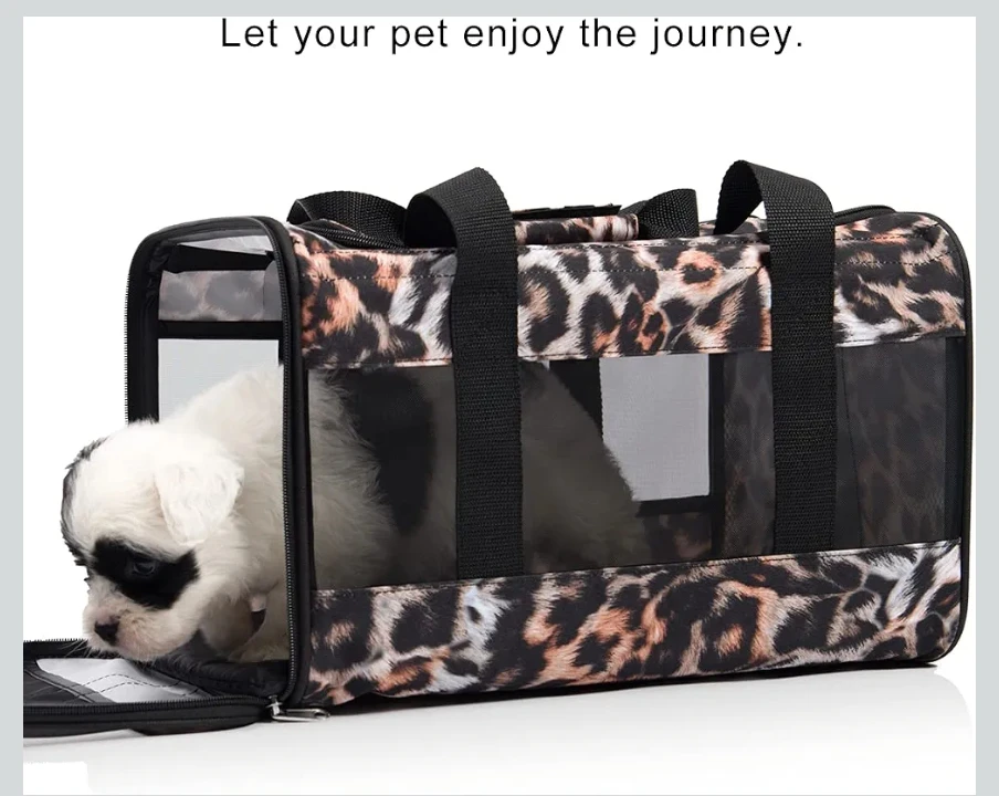 Leopard Print Pet Carrier Bag - for a small dog or a cat - photo 5