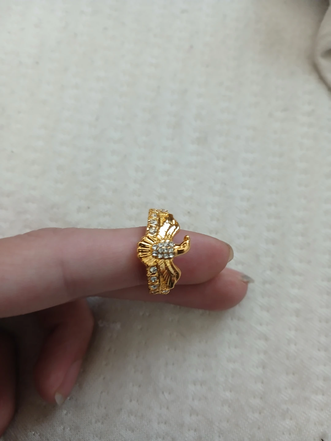 14K Gold Plated Copper Cubic Zirconia 2 Carat Total Eagle Ring