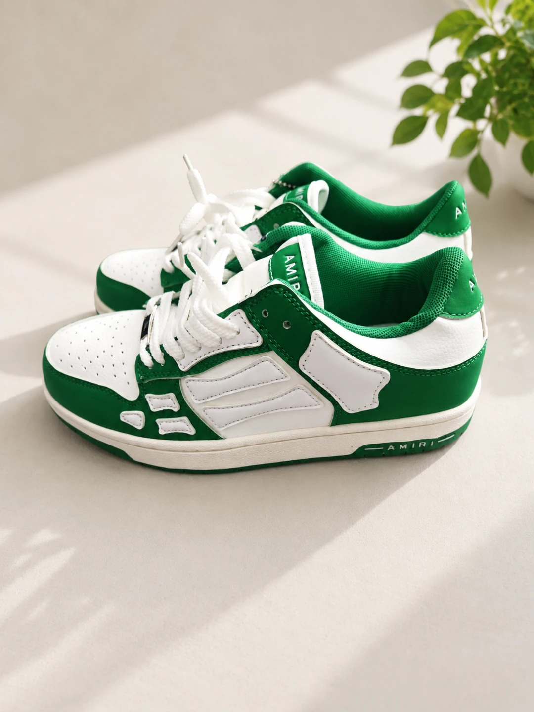 Amiri Green & White Leather Sneakers - photo 2