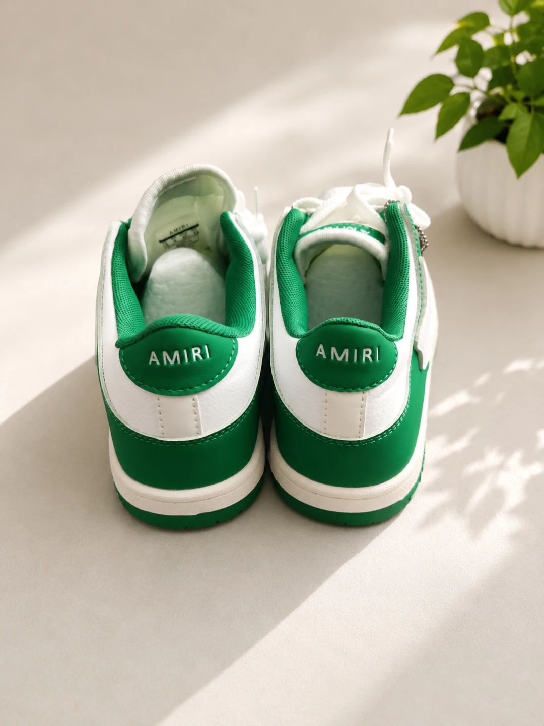 Amiri Green & White Leather Sneakers - photo 3
