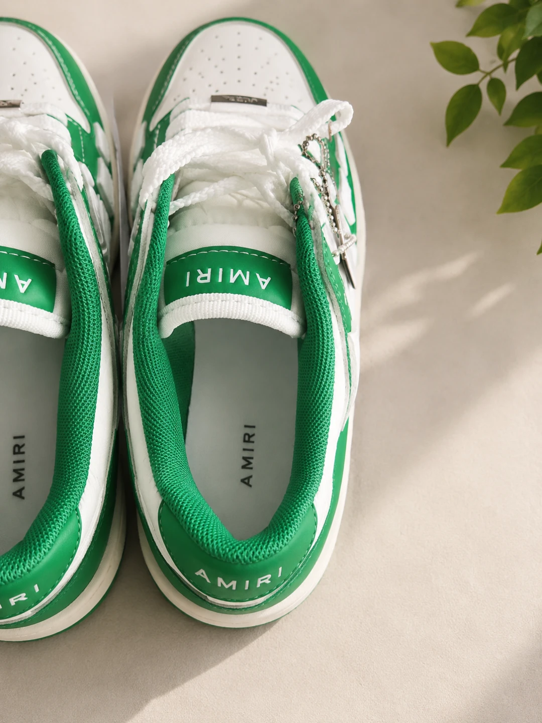 Amiri Green & White Leather Sneakers - photo 4