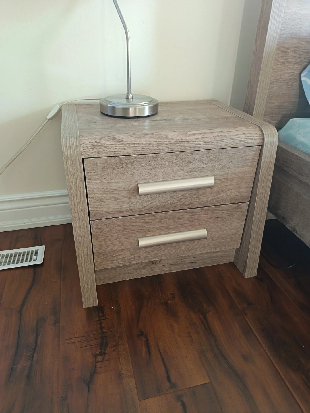 Queen Bed Frame with Two Matching Nightstands with Mattress