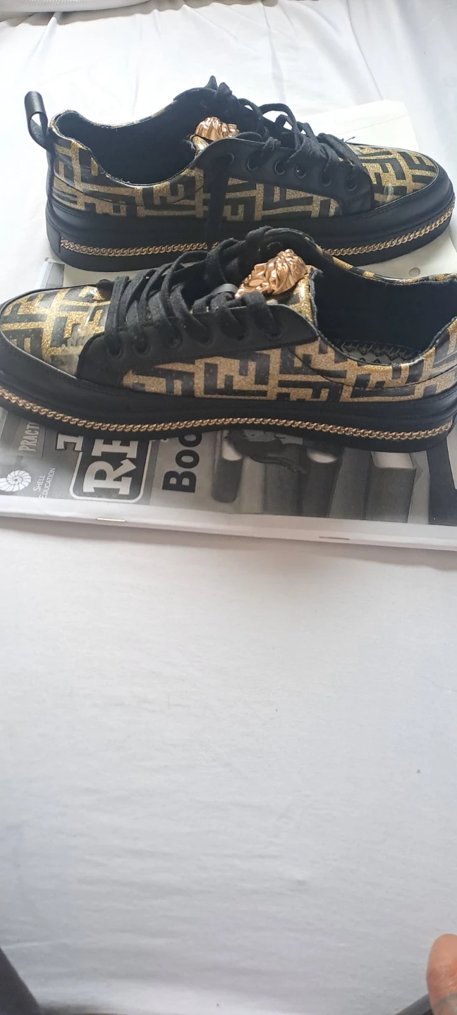 Black & Gold Logo Sneakers