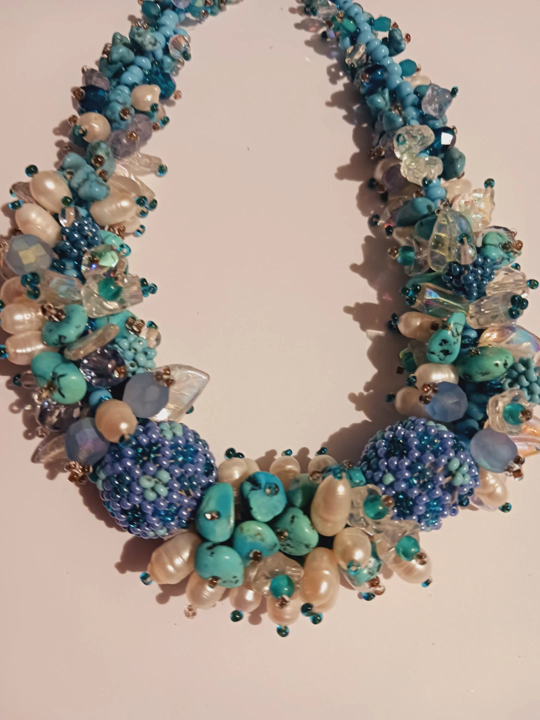 Sterling Silver Turquoise, Freshwater Pearls,&Crystals Torsade - photo 5