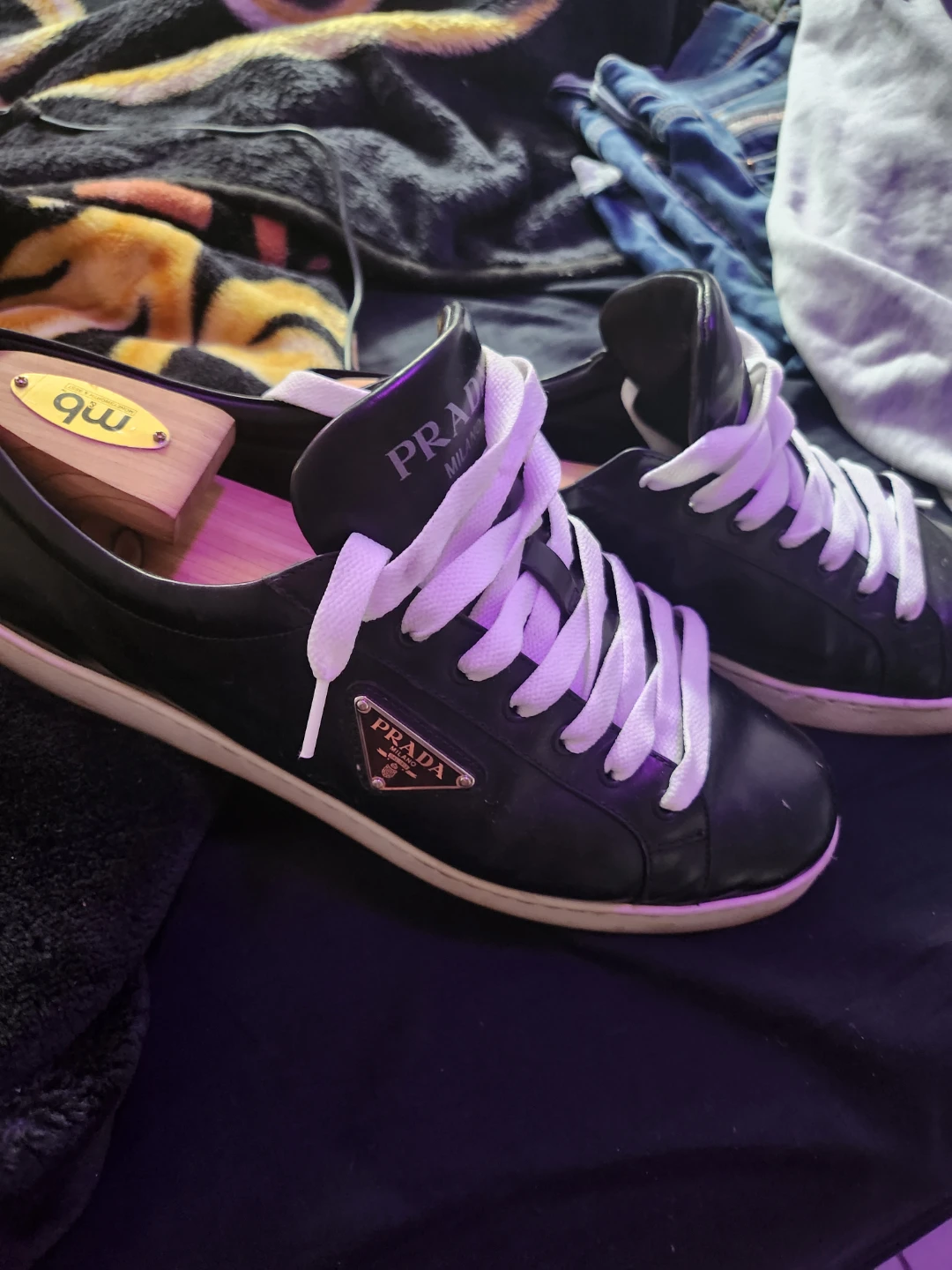 Prada Black Leather Sneakers