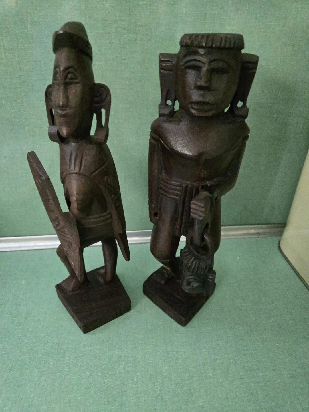 Two (2) Carved Wooden African Figurines