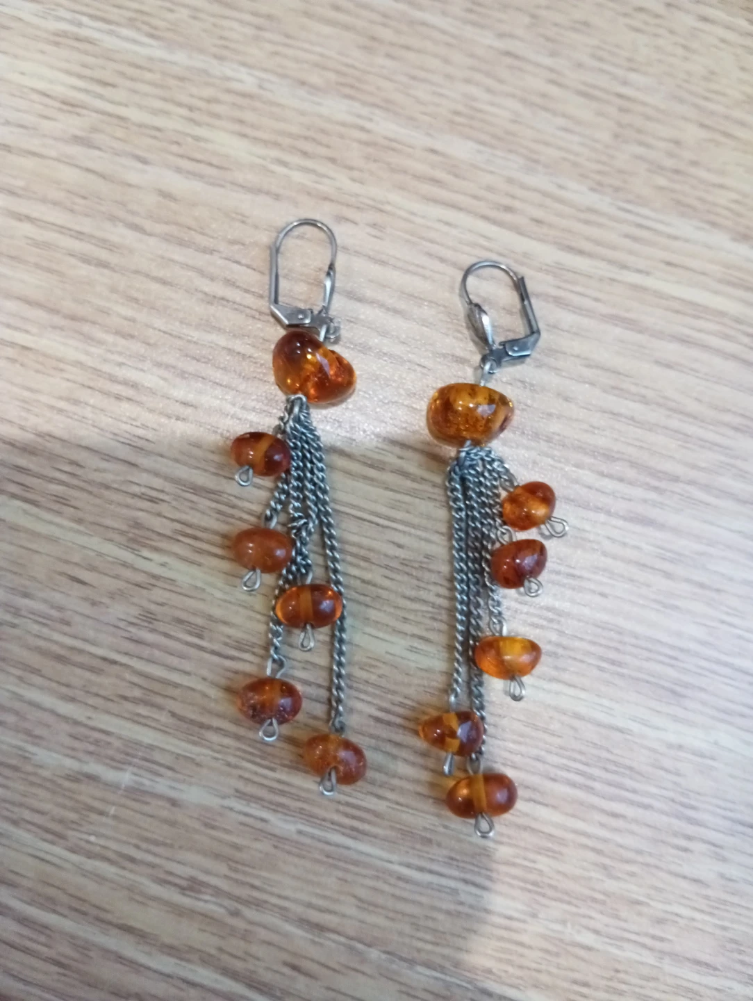 Amber Beaded Dangle Earrings