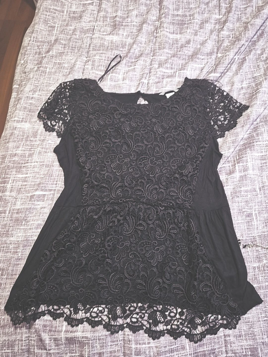 Black Lace Top with Star Necklace and free Belt - photo 3