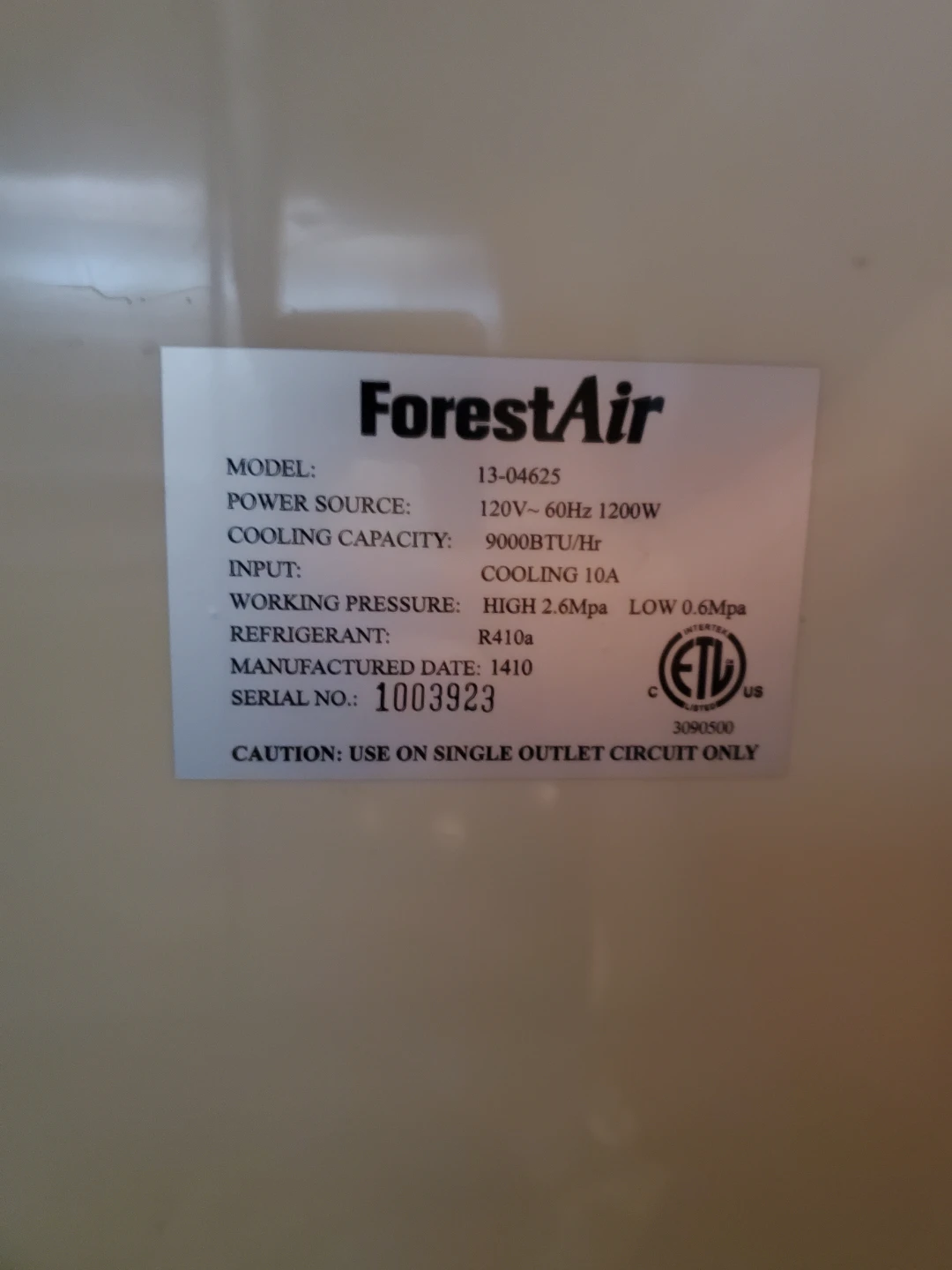 ForestAir Portable Air Conditioner 9,000BTU - photo 5