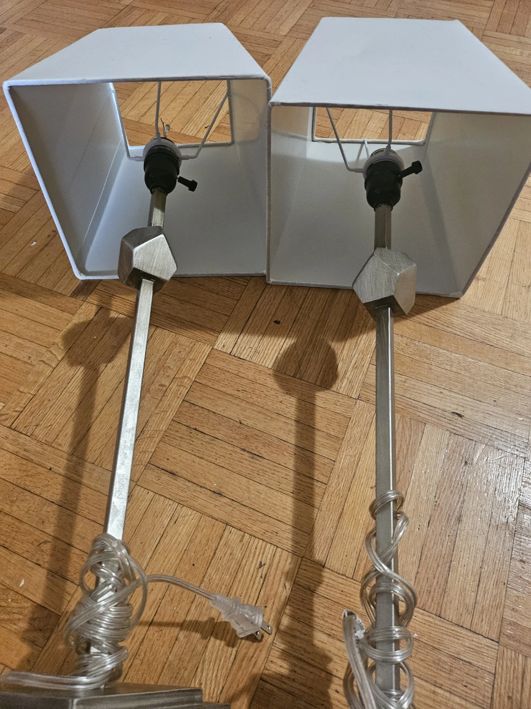 Pair of Table Lamps with White Square Shades - photo 2