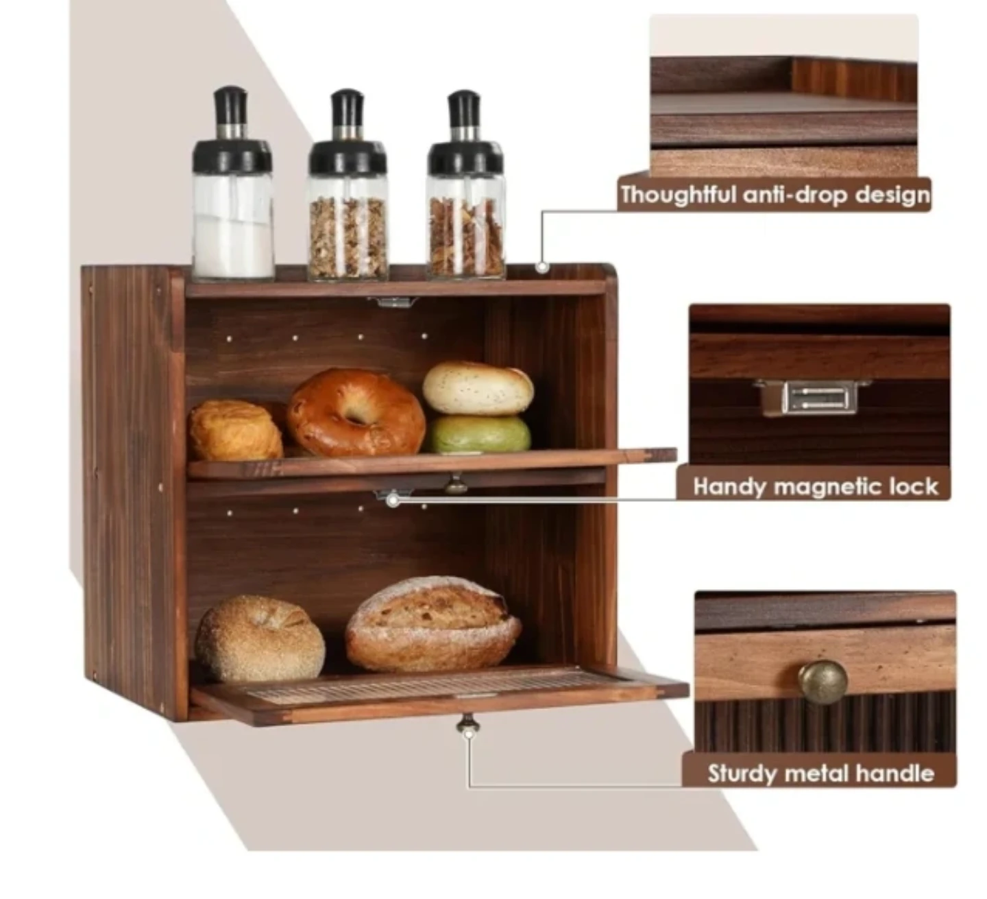 BRAND NEW Wooden Bread Box with Acrylic Window - photo 4