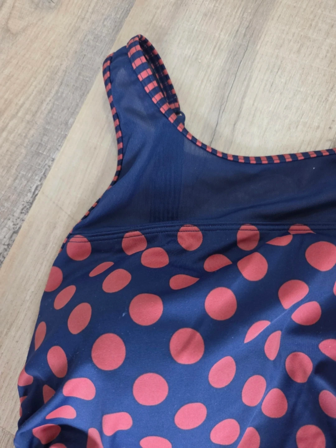 Navy Blue & Red Polka Dot One-Piece Swimsuit - photo 2