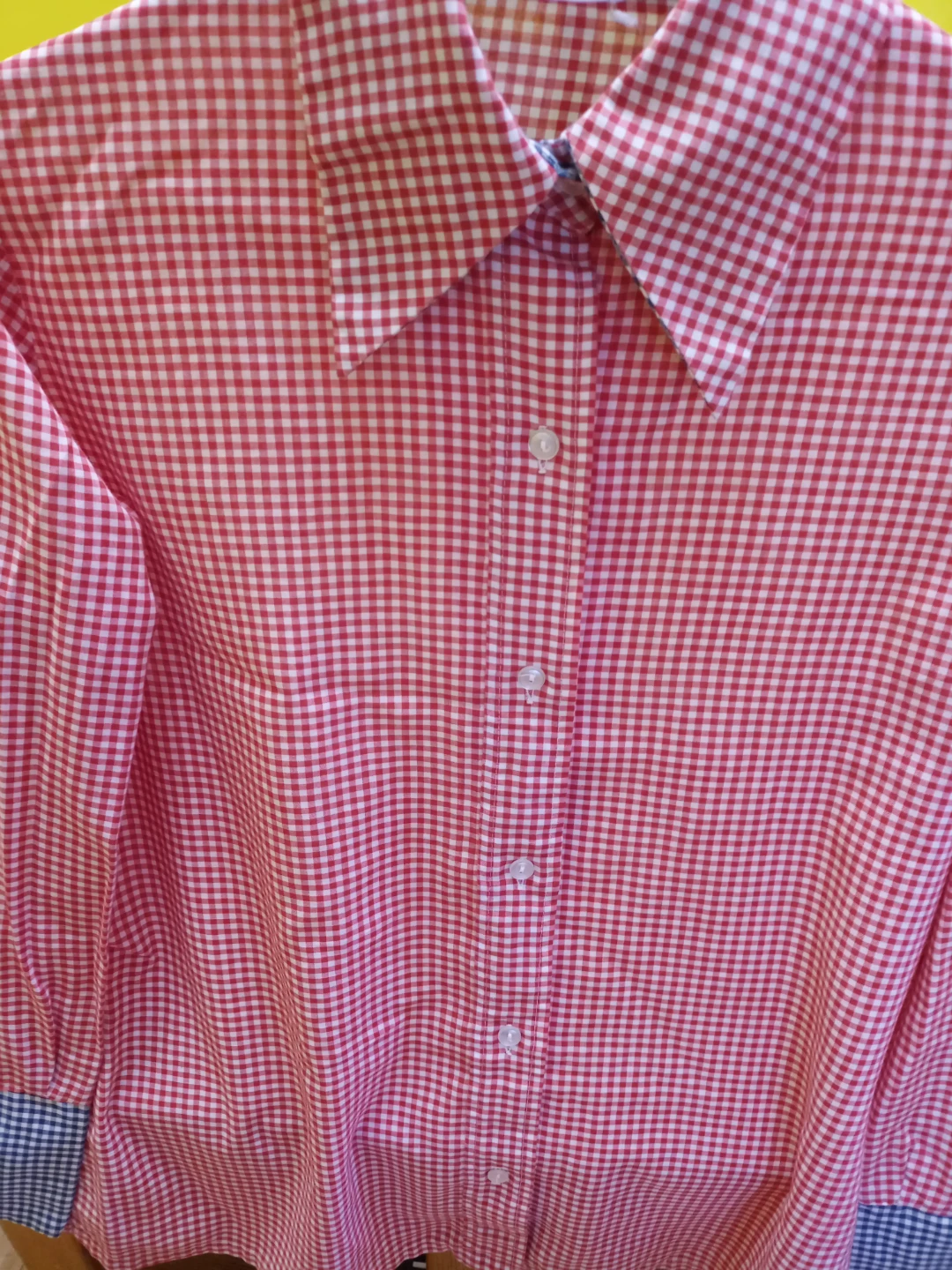 Red and White Gingham Button-Up Shirt - photo 2