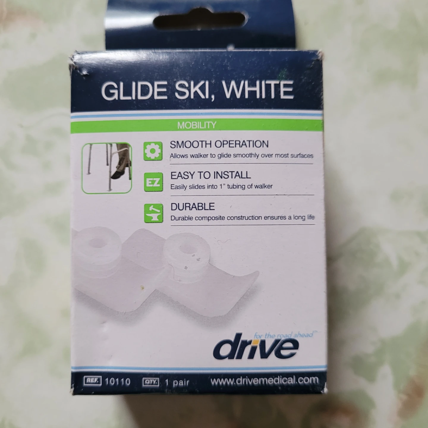 Drive Medical Glide Ski, White, 1 Pair